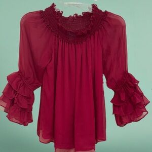 CeCe's Off the Shoulder Blouse in Plumeria - Sz XS NWT Retails $99